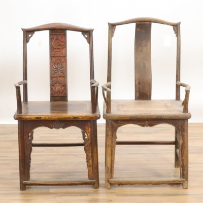 Image for Lot Near Pair Chinese Hardwood Armchairs