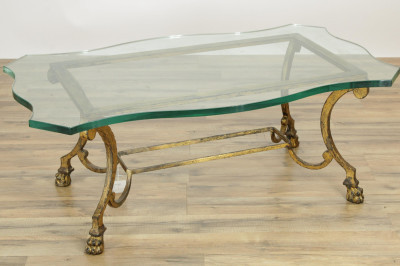Image for Lot French 1940's Gilt /Iron Coffee Table poss Morea