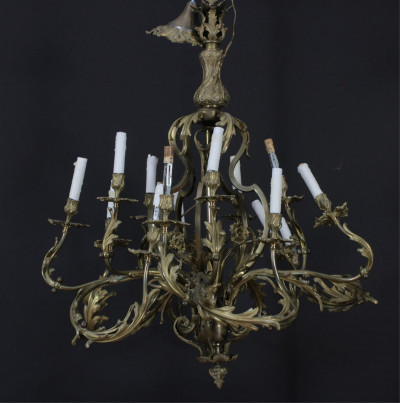 Image for Lot Louis XV Style Ormolu 14-Light Gasolier, 19th C