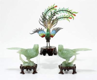 Title Pair of Chinese Carved Jade Birds & Pheasant / Artist