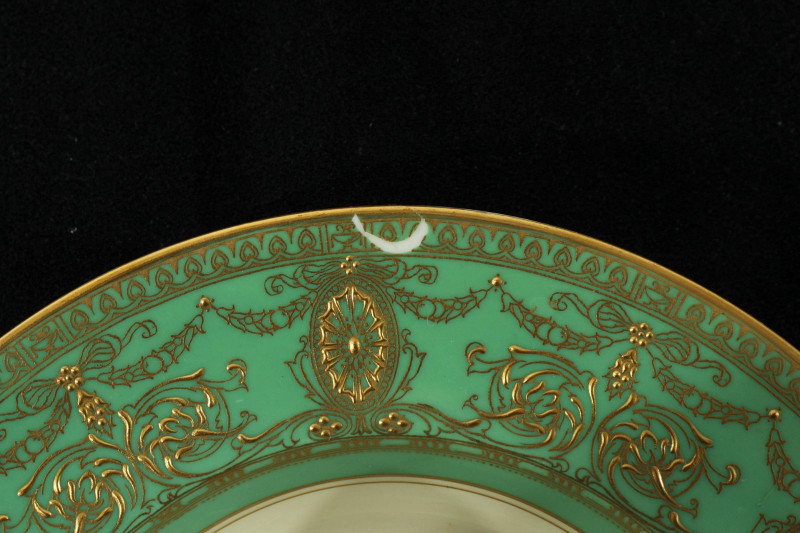Image 3 of lot 12 Royal Worcester Gilt & Green Porcelain Bowls
