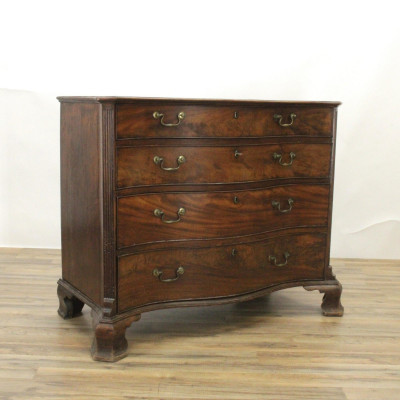 Image for Lot 18th c. English Serpentine Mahogany Chest