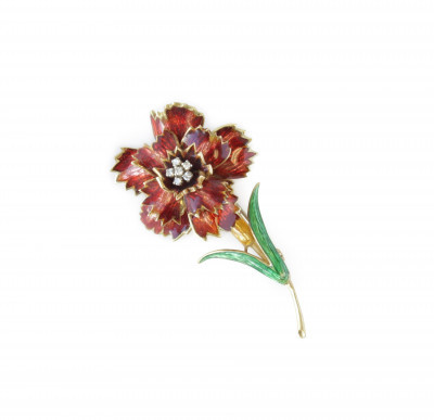 Italian 18k Flower Brooch
