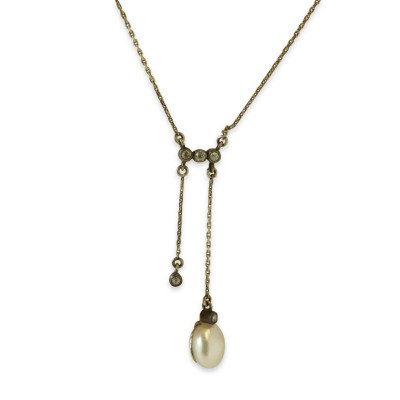 Image for Lot Art Deco Pearl and Diamond Necklace