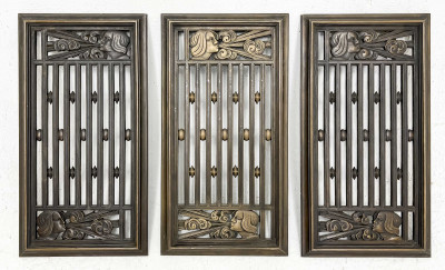 Title Art Deco Bronze Grille Panels, Set of 3 / Artist