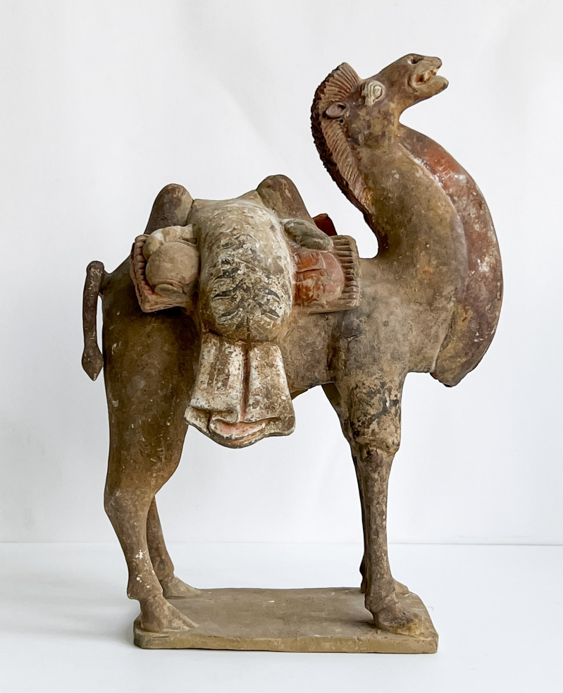 Chinese Painted Pottery Figure of a Camel