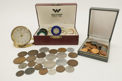 Image for Lot Group with Watch, Clock & Coins