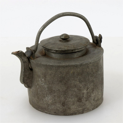 Chinese Pewter Teapot Incised Decoration