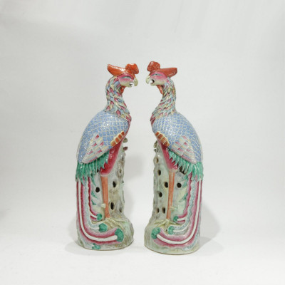 Image for Lot Pair Very Large Chinese Export Porcelain Phoenix