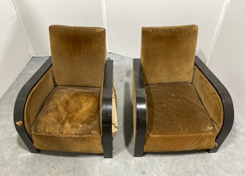 Image 2 of lot 2 Art Deco Club Chairs