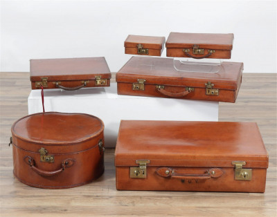 Image for Lot Vintage Combined Set English Leather Luggage