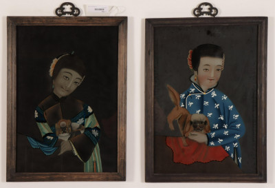 Title Pair of Chinese Reverse Painting on Glass / Artist
