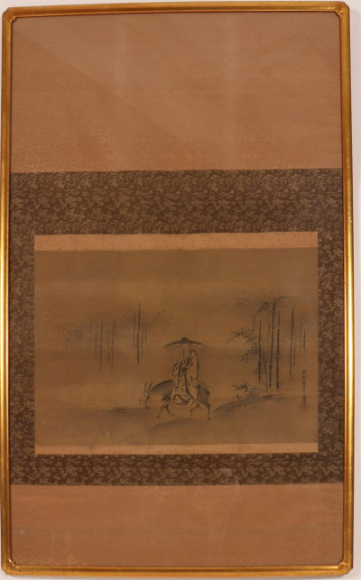 Title Kano Tanshin Morimosa, Bamboo w/ Figure, ink /silk / Artist