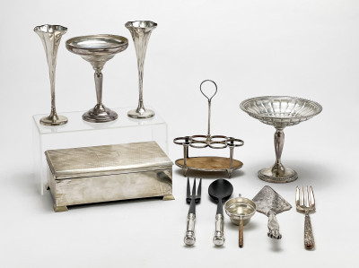 Image for Lot Sterling Silver Vessels and Decorative Items, Group of 11