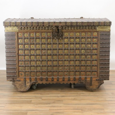 Image for Lot Massive Wood And Iron Damchiya Dowry Chest