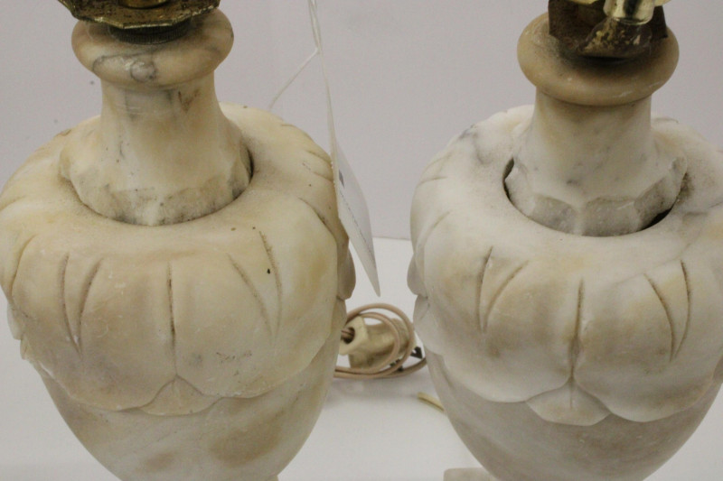 Image 4 of lot 2 Pairs Carved Alabaster Lamps &amp; Other