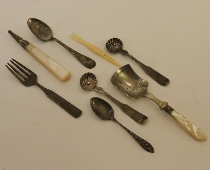 Group of Sterling Coin  Silverplate Utensils