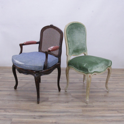 Image for Lot Louis XV Beechwood Fauteuil & Chair