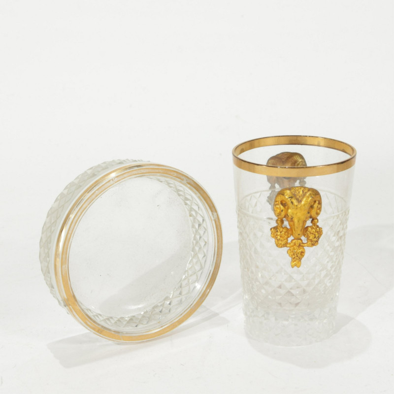 Image 3 of lot 4 French/Continental Brass Mtd Cut Glass Items