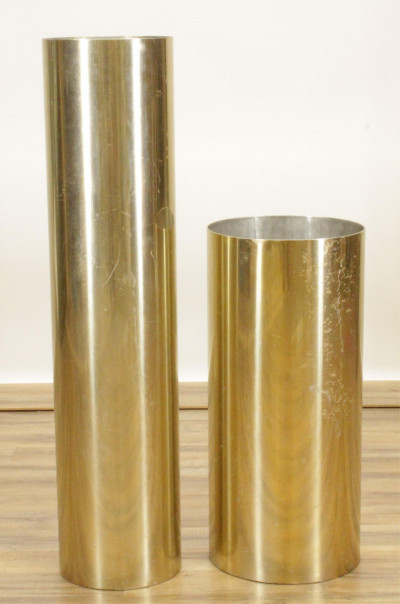 Title Two 1970's Lacquered Chrome Planters / Artist