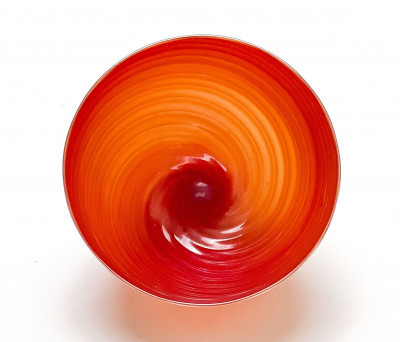 Seguso Italian Red Incamiciato Glass Bowl