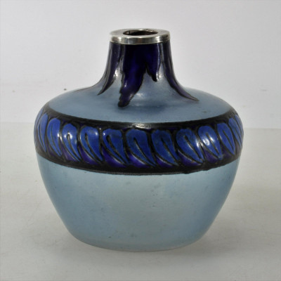 Image for Lot Leune - Metal Mounted Enameled Glass Vase