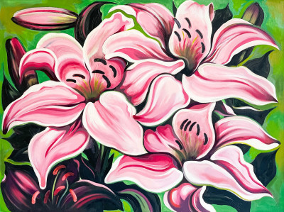 Lowell Nesbitt - Pink Lilies