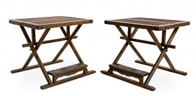 Title Pair of Chinese Elm Folding Step Stools / Artist