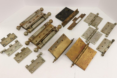 Image for Lot Group Large Size Metal & Brass Hinges, Lock