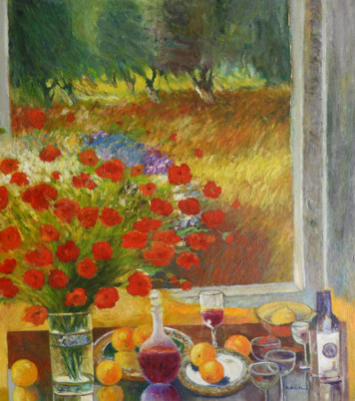 Image for Lot Kalil - Red Poppy Still Life by the Window