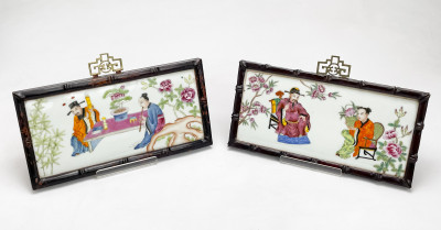 Image for Lot Pair of Chinese Famille Rose Porcelain Plaques