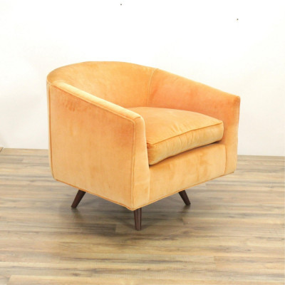 Image for Lot Danish Style Swivel Upholstered Chair