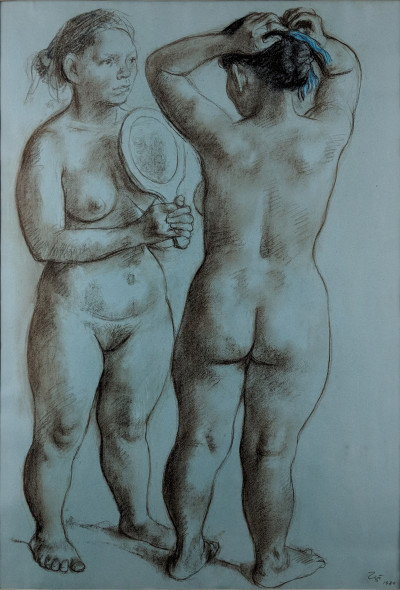 Title Francisco Zúñiga – Two Women Looking at a Mirror / Artist