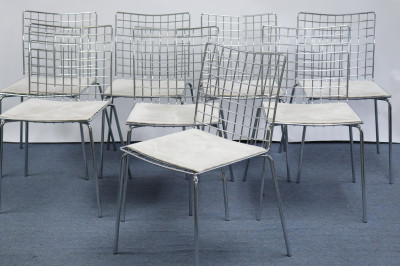 Eight Chromed Bertoia Style Side Chairs