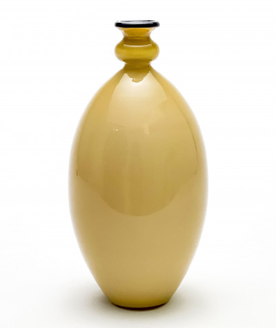 Italian Murano Amber Incamiciato Glass Vase