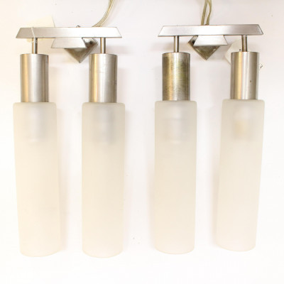 Image for Lot Pr Jean Perzel Style Metal  Frosted Glass Sconces