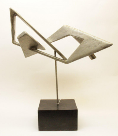 Abstract Silvered Wood Sculpture Gould