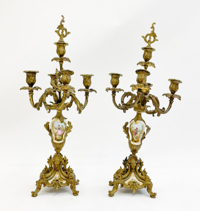 Image for Lot Pair of French Bronze Candelabras