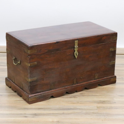 Image for Lot English Brass Bound Teak Captain's Chest