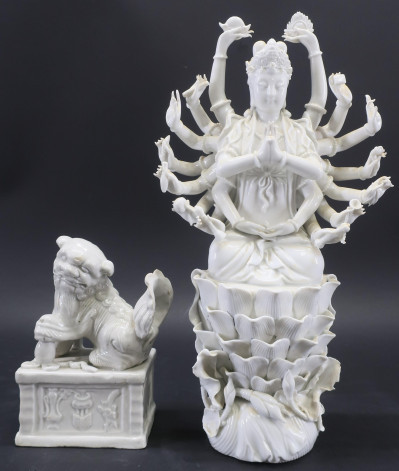 Image for Lot Chinese Blanc-de-Chine Porcelain Multi-Armed Guany
