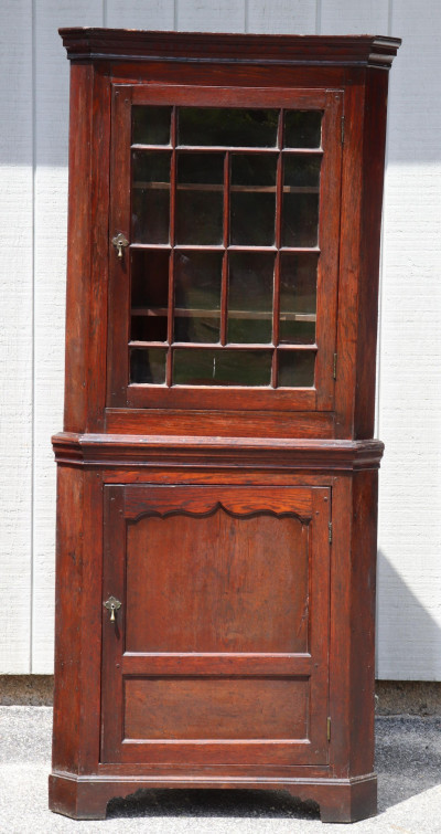 Image for Lot English Oak Corner Cupboard, L. 18th C.