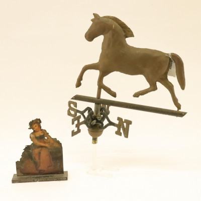 Image for Lot Copper Horse Weathervane &amp; Tin Cut Out, 19th C.