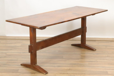 Image for Lot Country Stained Pine Tavern Table E 20th C