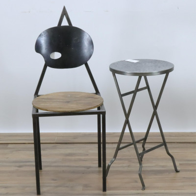Image for Lot Modern Metal Side Chair/Table