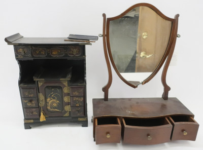 Image for Lot Japanese Lacquer Jewelry Cabinet & Shaving Stand