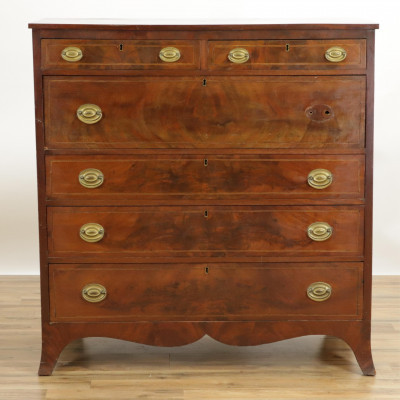 Image for Lot Federal Inlaid Mahogany Chest of Drawers E 19th