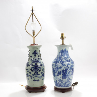 2 Asian Porcelain Vases as Lamps
