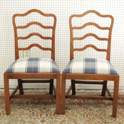 Image for Lot Pair George III Mahogany Side Chairs, 18th C.