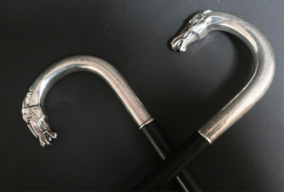 Image 1 of lot 2 Wooden & Sterling Horse Head Canes