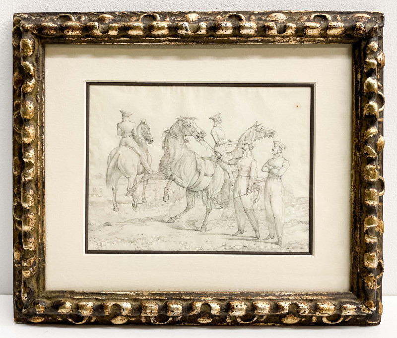 Antoine Charles Horace Vernet - Horseman and Three Horses